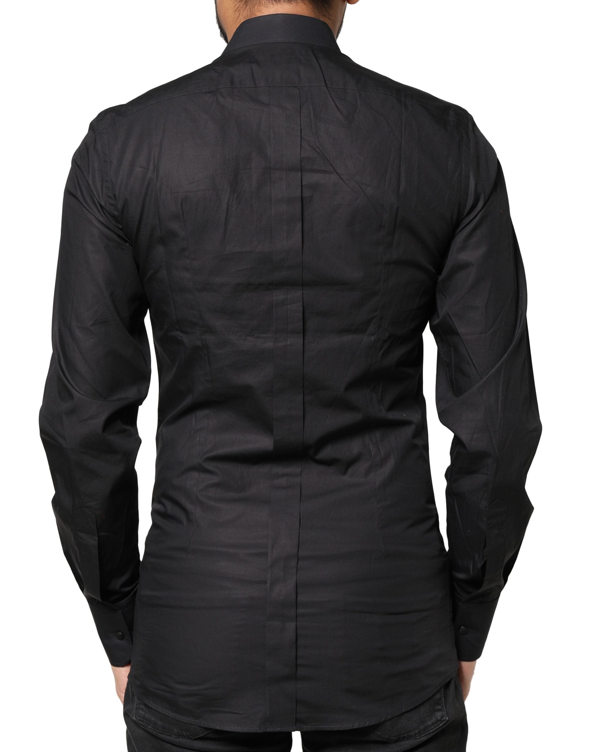 Dolce & Gabbana Black GOLD Cross Embellished Men's Shirt